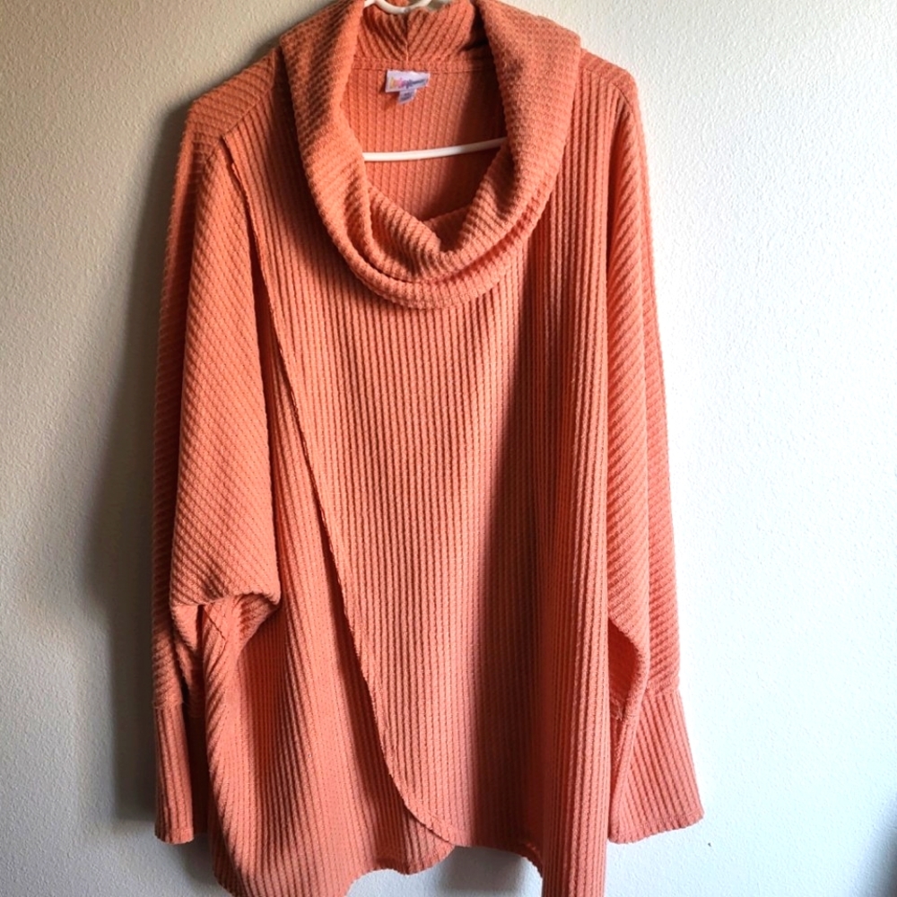 Lularoe Kristen XL Peach Cowl Neck Sweater LS Pullover